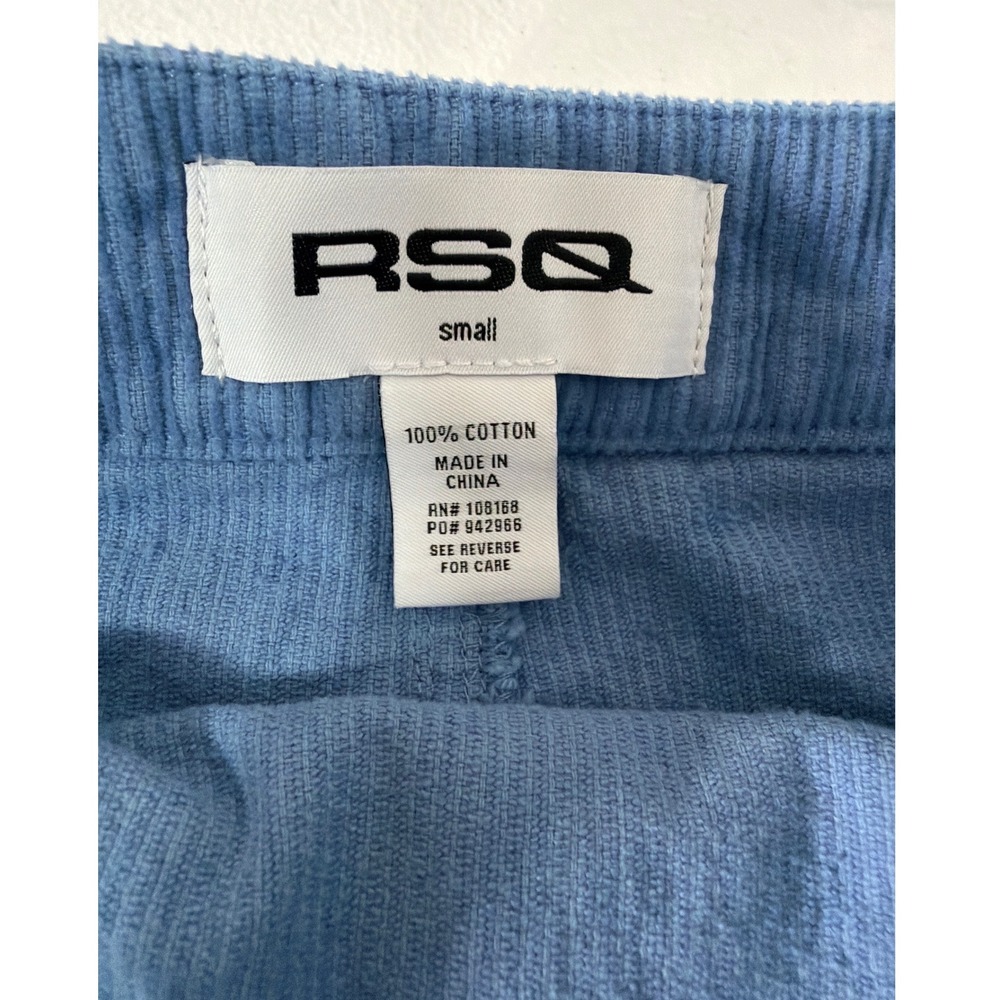 RSQ Blue Corduroy Mini Skirt Wrap Button Front Women Small Cotton A-Line - Picture 4 of 6